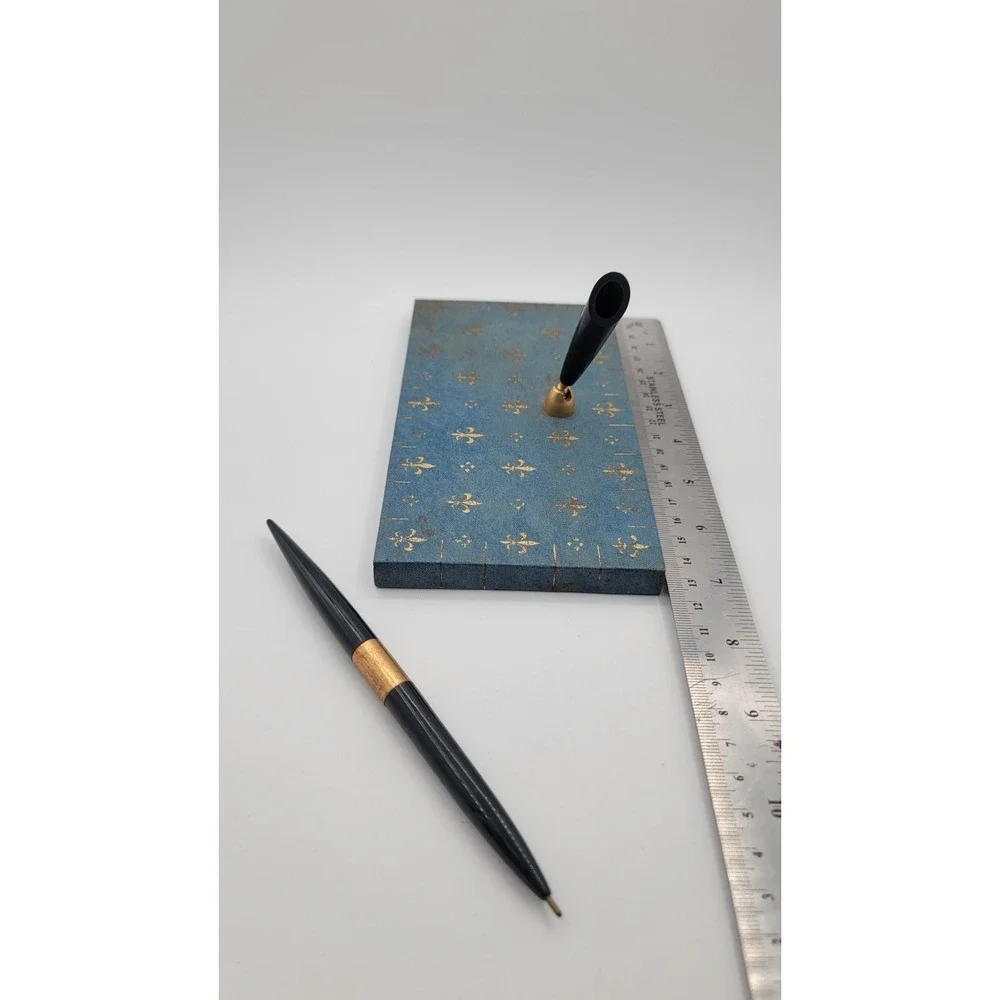 Vintage Fountain‎ Pen Desk Set fleur-de-lis